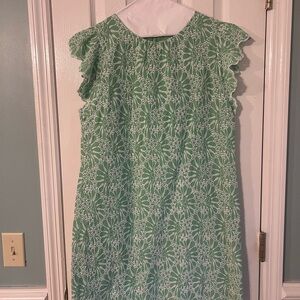 LOFT Green Floral Mini Dress